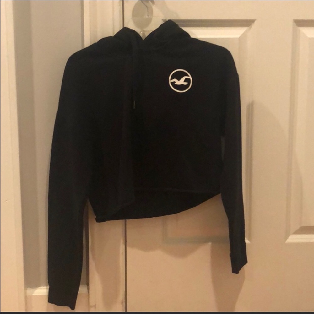 Black Hollister Cropped Hoodie